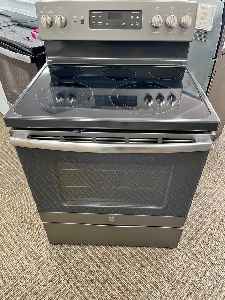 GE Refurbished 30" Freestanding Electric Range with 5 Element Burners — Black