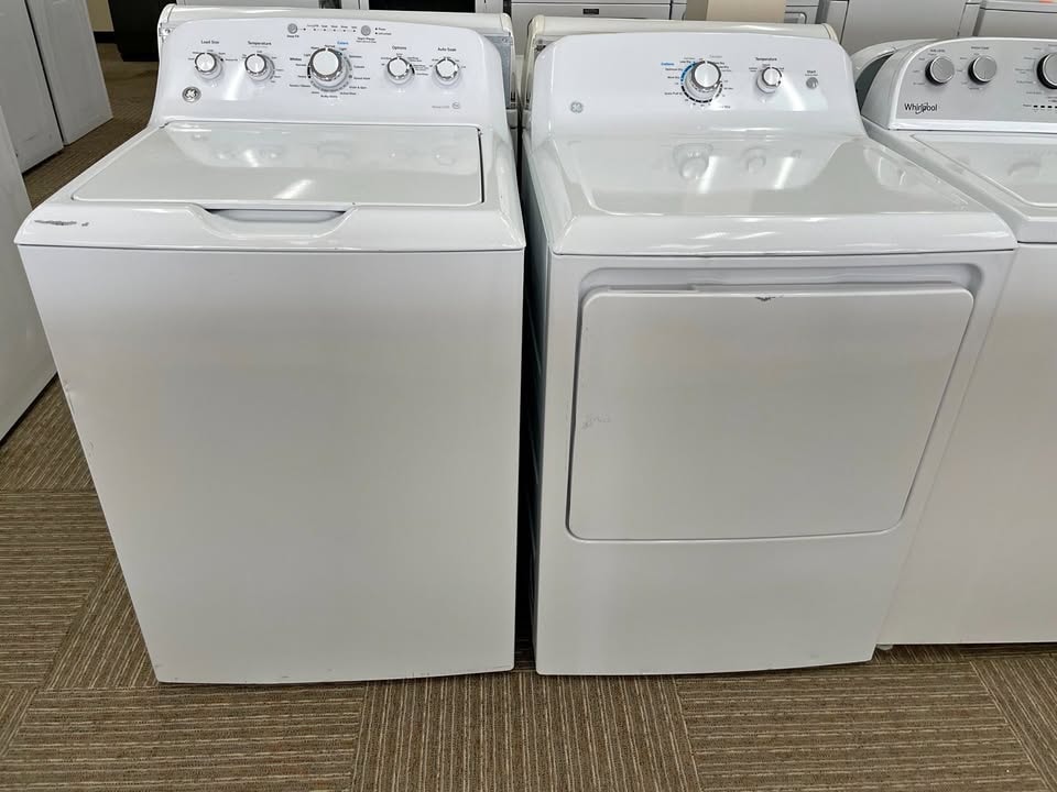 GE 27" Top-Load Washer & 27" Electric Dryer Set — White