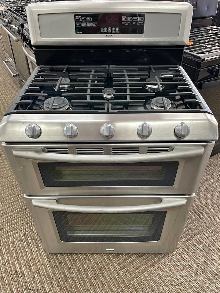 Maytag 30" Freestanding Double-Oven Gas Range — Stainless Steel